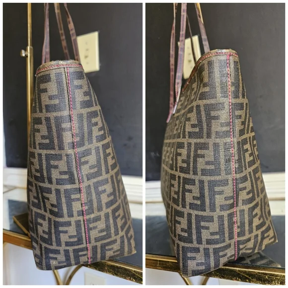 Fendi Zucca Coated Canvas Spalmati Roll Shopper Tote Brown - Picture 11 of 15